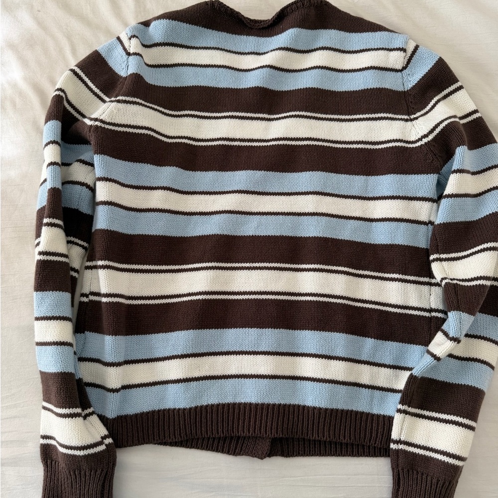 BEGINNING BOUTIQUE ✨- Misha Brown and Blue Stripe Button Down Cardigan - Picture 7 of 7